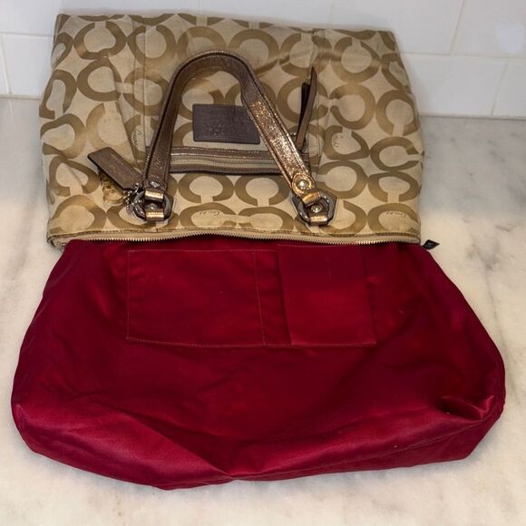 Coach Bag Purse Handbag Y2K Poppy Signature Op Art Logo Large Tote Bag - Picture 12 of 16